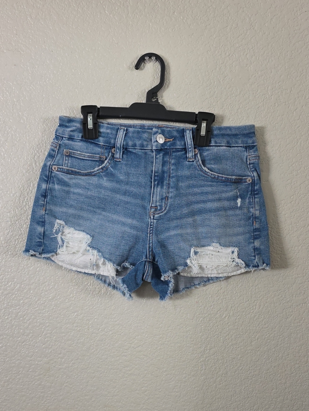 American Eagle Outfitters Light Blue Distressed Denim Shorts